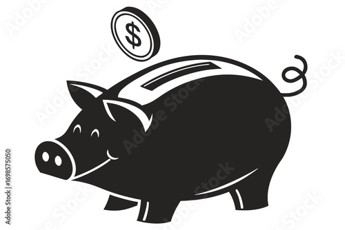 Piggy bank with dollar coin