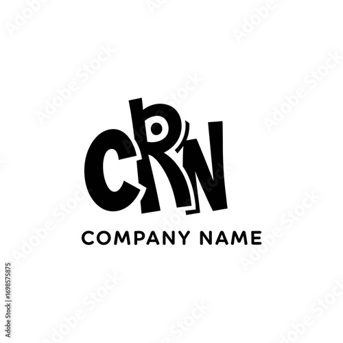 Stylized black and white CRN company name logo design.