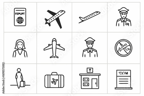 Airport and travel icons collection
