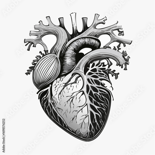 Detailed Anatomical Human Heart Graphic Medical Science and Health Concept
