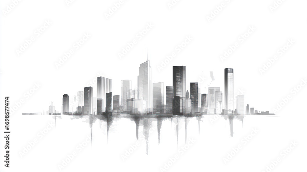 Naklejka premium Cityscape silhouette monochrome design