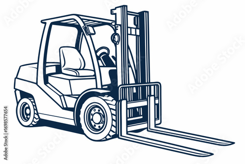Stylized illustration of a blue forklift truck
