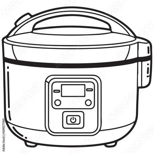 Modern Electric Kitchen Cooker Line Art Illustration