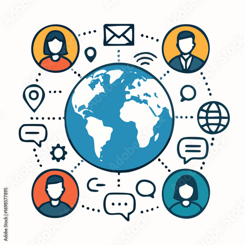 Global Communication and Social Network Concept