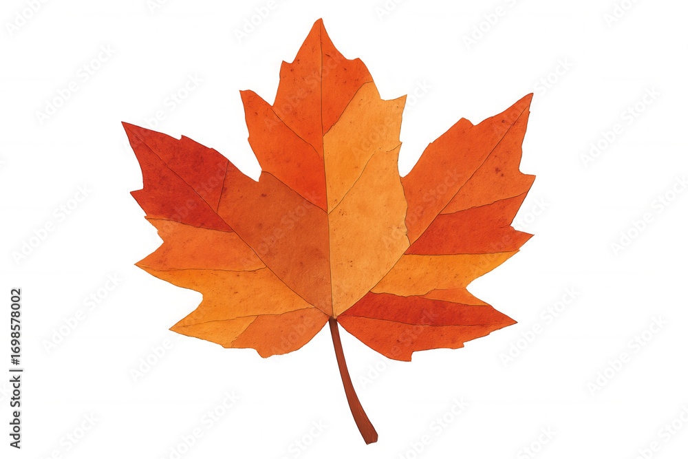 Fototapeta premium Beautiful detailed maple leaf with vibrant fall colors isolated on transparent background, perfect for autumn-themed designs
