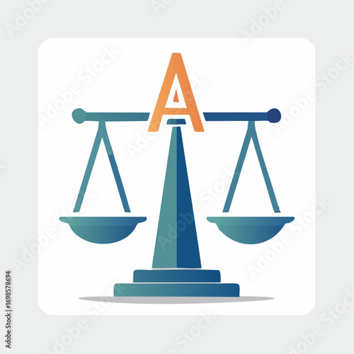Abstract depiction of balance scales with prominent A suggesting law or measurement principles
