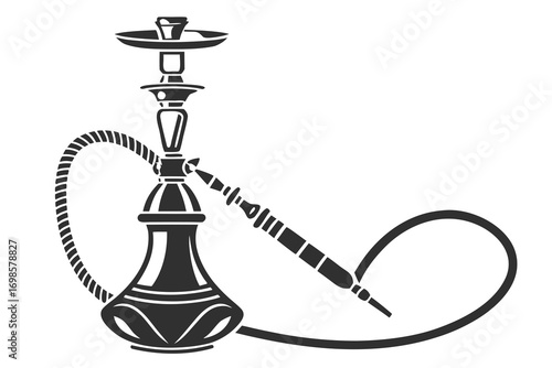 Stylized silhouette of a hookah pipe with hose