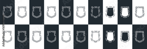 Shield set. collection shield security line icons, sign, logo or emblem. Vector illustration