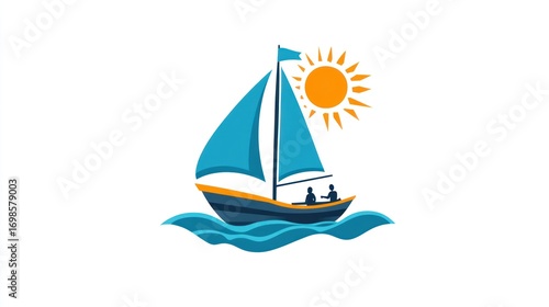 Sailboat illustration with sun