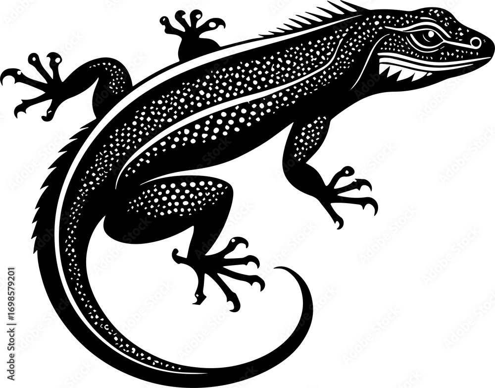 Naklejka premium Minimalist Lizard Icon for Wildlife and Nature Branding