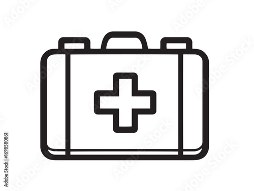 Sleek Medical First Aid Kit Vector with Elegant Outlines