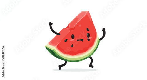 Cartoon slice of watermelon with arms and legs running