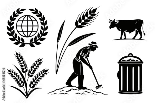 Collection of agricultural and environmental icons