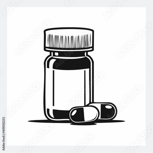 Medicine Bottle and Pills A Simple Illustration