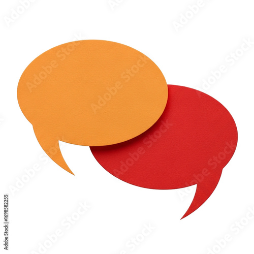 Orange and Red Dialogue Two Speech Bubbles Overlapping in Conversation Communication Ideas on transparent background