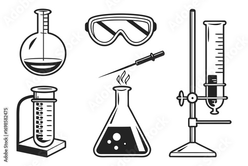 Collection of scientific laboratory equipment icons