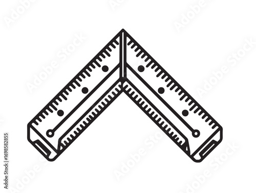 Technical Folding Rule Illustration in Contemporary Minimalist Line Drawing