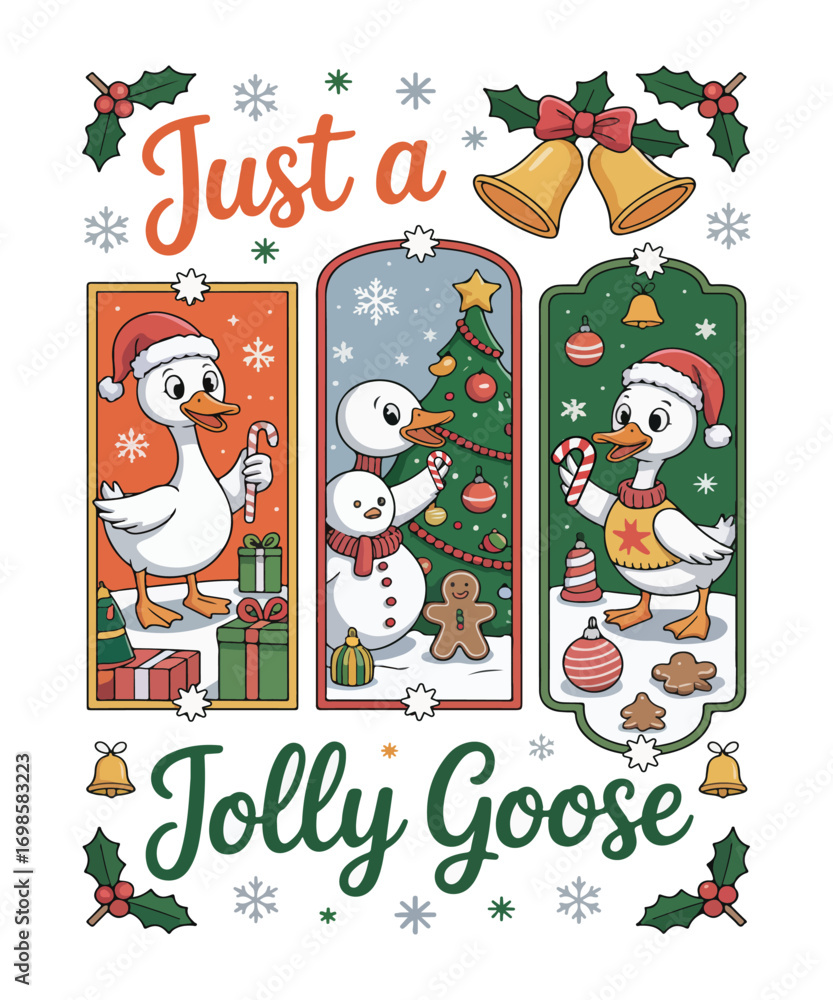 Fototapeta premium Cute Goose Christmas Illustration