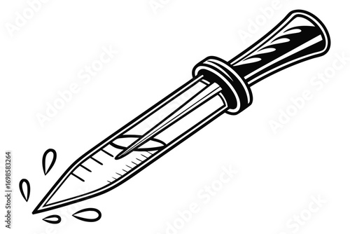Stylized dropper with liquid drops falling