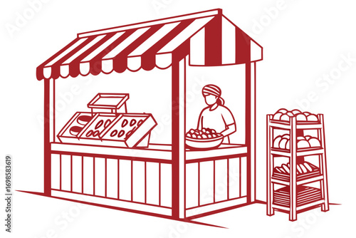 Street vendor selling baked goods from a stall