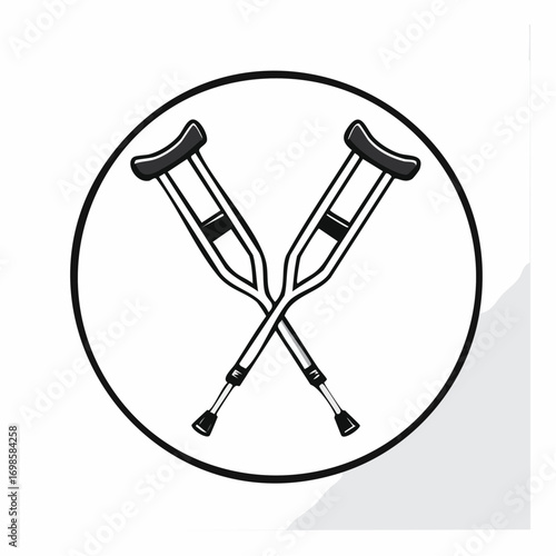 A graphic representation of crossed crutches, symbolizing support and recovery for individuals dealing with temporary mobility challenges or injuries