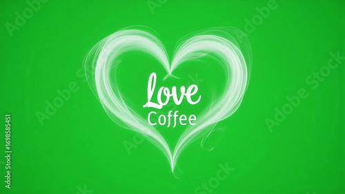 A heart shape made of swirling steam with the word 