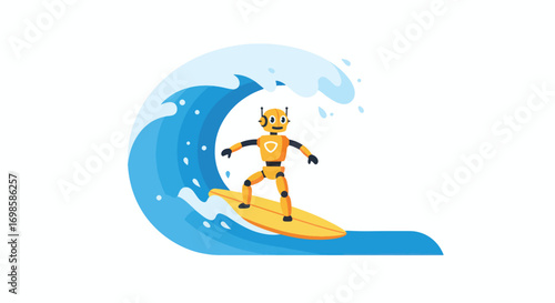 Robot surfing on a wave
