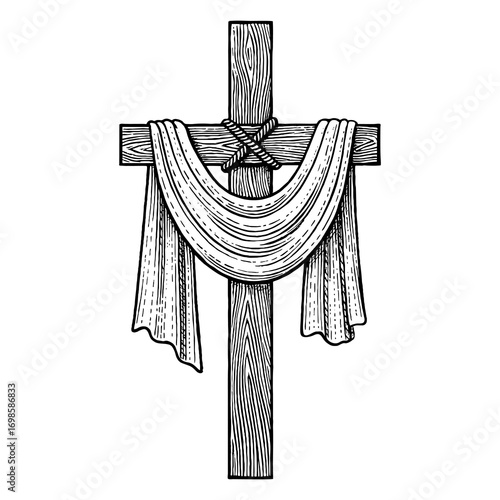 A wooden cross — a symbol of the crucifixion and sacrifice of Jesus Christ for the sins of humanity.