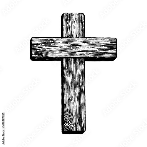 A wooden cross — a symbol of the crucifixion and sacrifice of Jesus Christ for the sins of humanity.