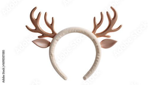 Reindeer antler headband with soft brown ears and festive decoration perfect for christmastree lights celebration