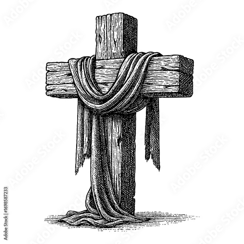A wooden cross — a symbol of the crucifixion and sacrifice of Jesus Christ for the sins of humanity.