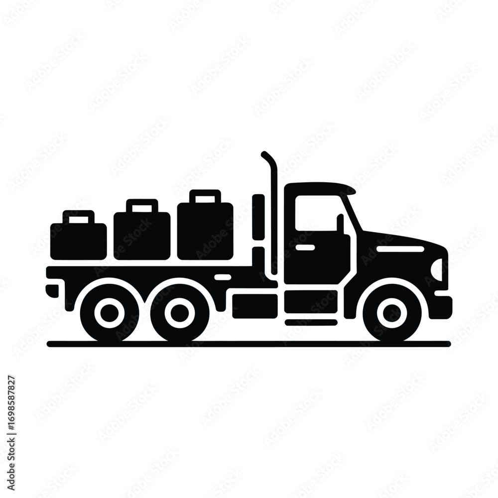 Fototapeta premium Flatbed truck carrying luggage for transportation and logistics services