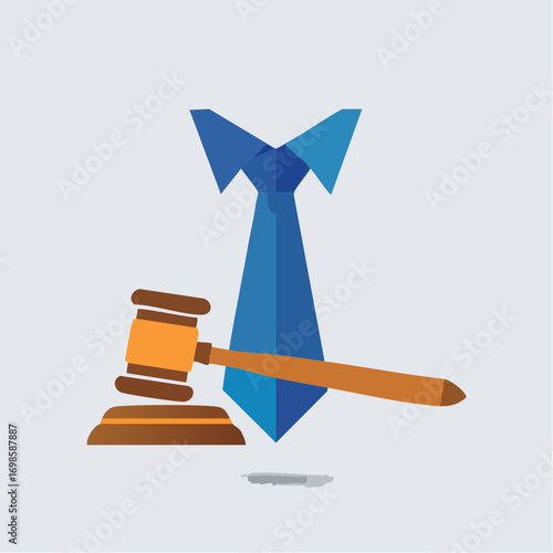 Business law illustration depicting legal profession with tie and gavel symbology
