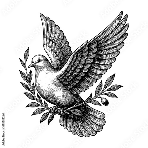 A dove carrying an olive branch, symbolizing peace, purity, and the good news of hope