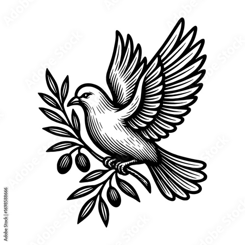 A dove carrying an olive branch, symbolizing peace, purity, and the good news of hope