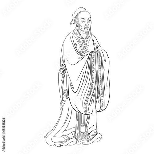 Mencius; or Mengzi was a Chinese Confucian philosopher. Vector
