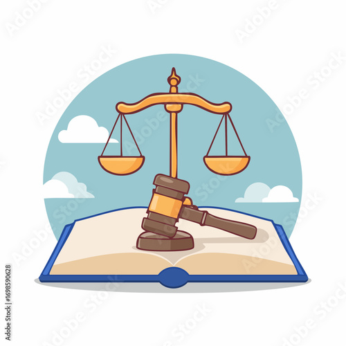 Conceptual legal illustration symbolizing justice, knowledge, and education in law matters