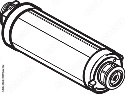 Modern Hydraulic Cylinder Icon with Minimal Clean Vector Line Drawing