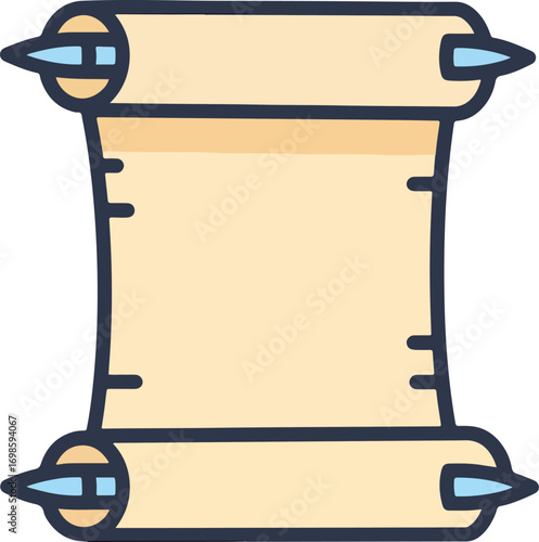 Cute Handdrawn Detailed Scroll Parchment Document Paper Vintage Decoration