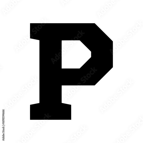 Black letter p silhouette isolated on white background
