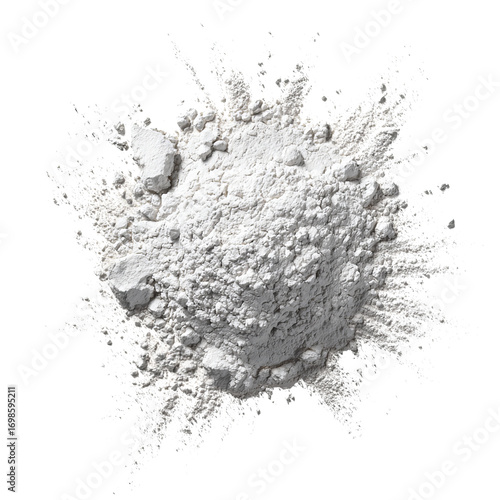 Png of pile of light gray powder isolated on transparent background, ideal for illustrating textures, materials, and abstract concepts in design