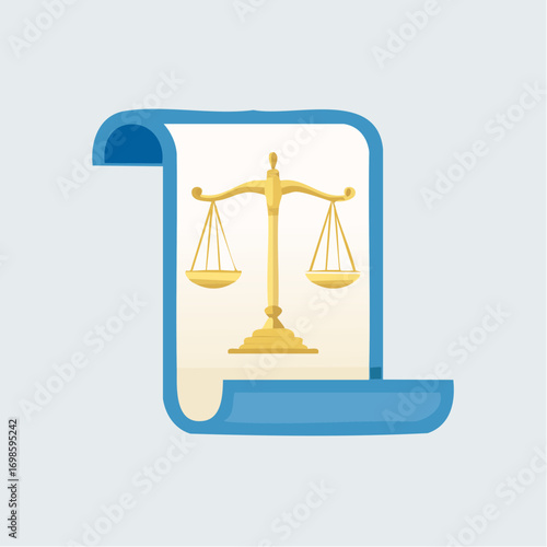 Symbol of justice and legal documents, presenting fairness and balance in judicial process