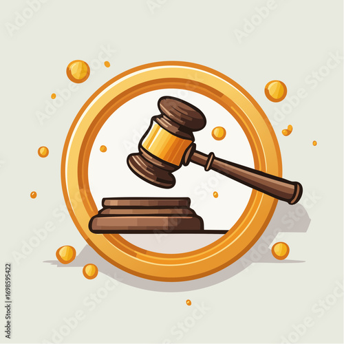 Symbolic cartoon gavel illustration for legal themes and justice representation  or auction concepts