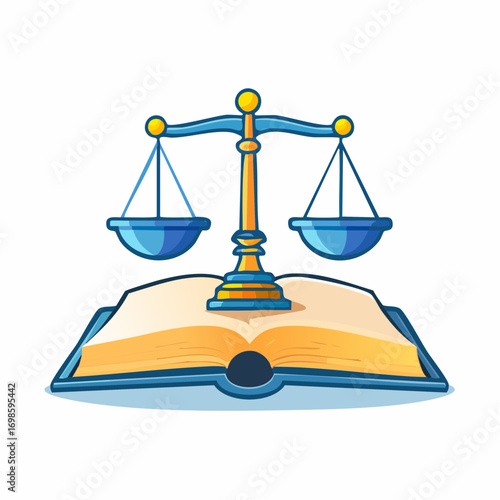 Symbolic depiction of justice and law through the integration of scales and book