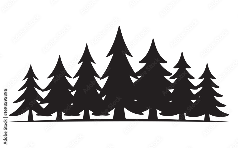 Obraz premium Christmas Tree Silhouette Vector Illustration with Modern Decorative Style for Festive Holidays