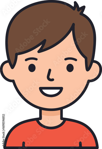Cartoon Flat Style Smiling Young Boy Illustration Character Avatar Graphic
