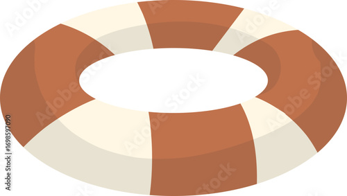 Classic Lifebuoy Ring with Alternating Brown and Cream Sections.