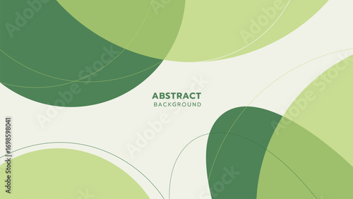Abstract background with overlapping geometric green shapes in light and dark tones. Landscape wallpaper.