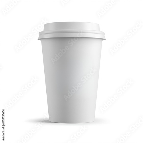 Coffee cup packaging mockup with blank design space. Realistic disposable paper cup template for branding, logo presentation, café identity, and packaging design.