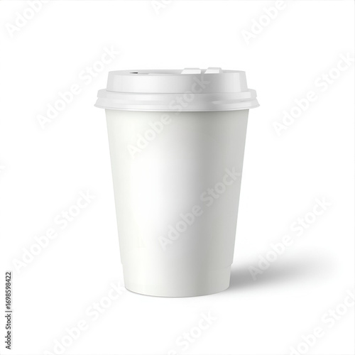 Coffee cup packaging mockup with blank design space. Realistic disposable paper cup template for branding, logo presentation, café identity, and packaging design.